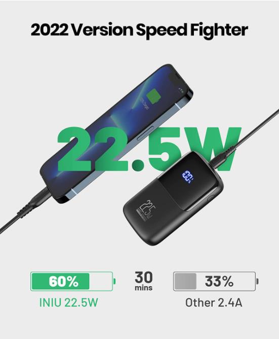 (2x) Portable Charger 10000mAh Power Bank High-Speed USB-C BI-B41 w/  flashlight 